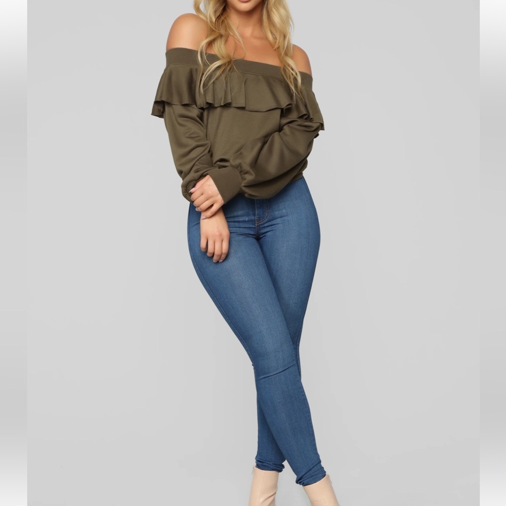 Fashion Nova Ready For‎ The Weekend Olive Sweatshirt. Size Large. NWT. - Picture 6 of 12